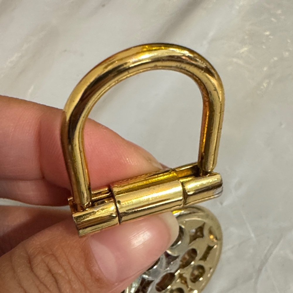 Coach Gold-Tone Crystal Logo Keychain Key & Card Holder Charm - Picture 4 of 8